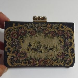 Petite Point Tapestry Purse Vintage Wallet Style 1950s